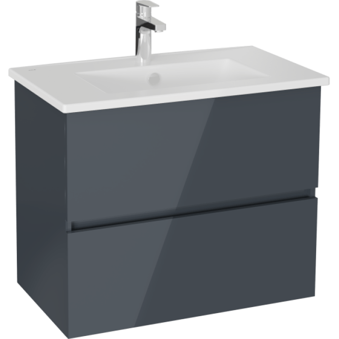 Тумба с раковиной Vitra Mia Plus Square 69741, 80 см, подвесная, антрацит глянцевый